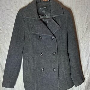 London Fog Charcoal Double-Breasted Peacoat